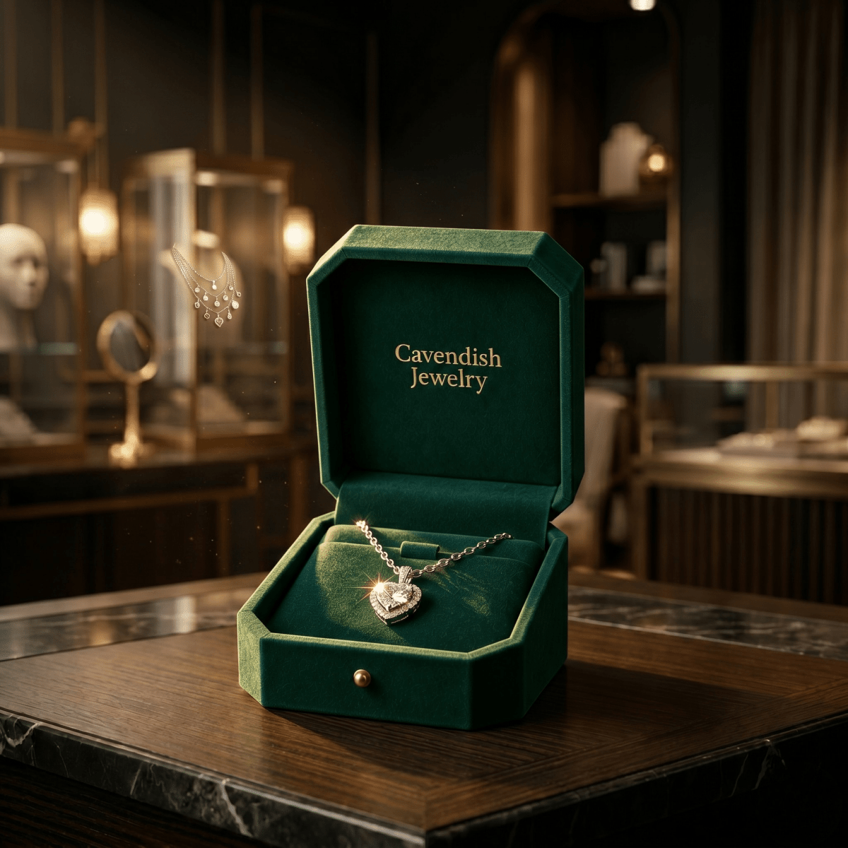 Amora Diamond Heart Neckless - Cavendish Jewelry