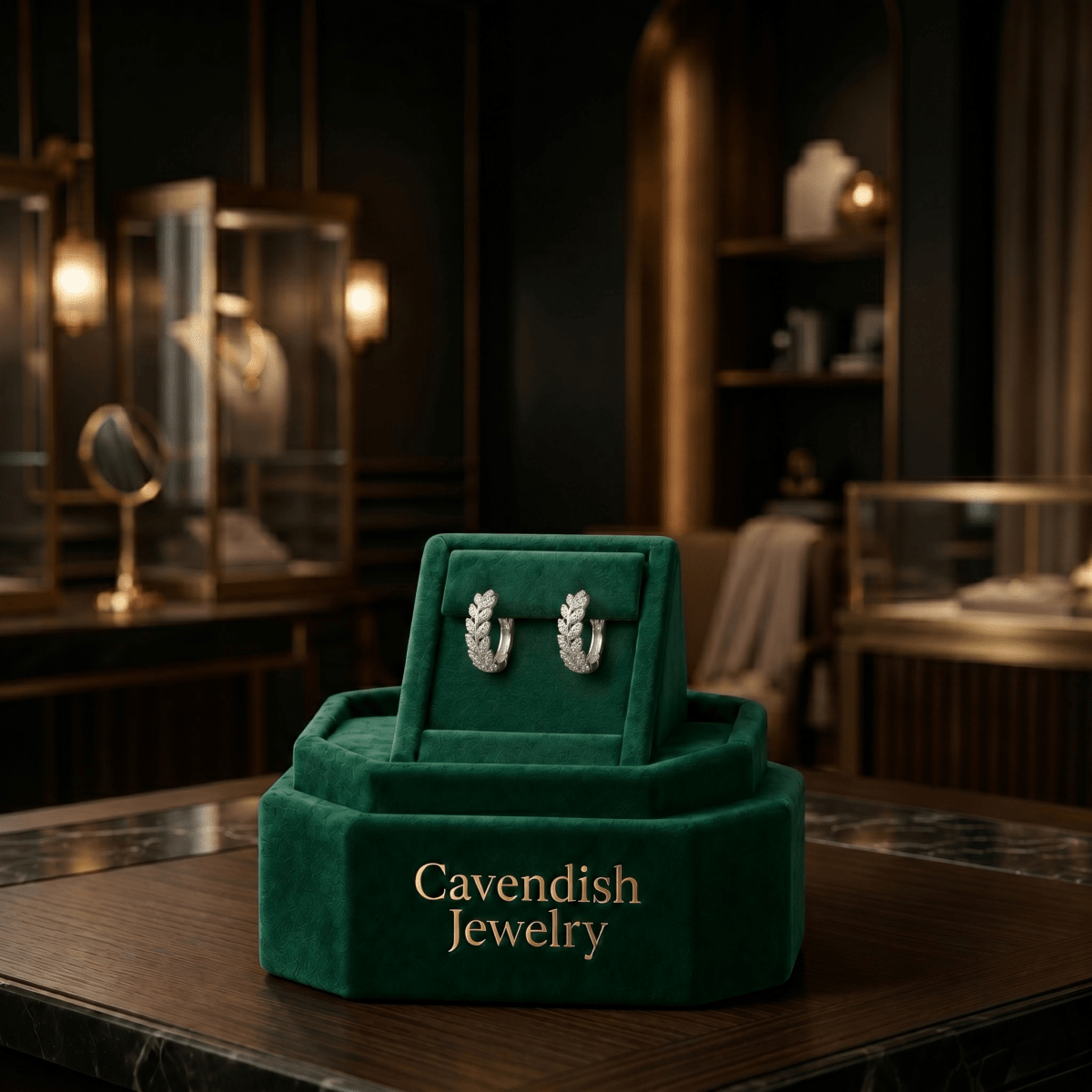 Emerald Leaf Earrings - Cavendish Jewelry