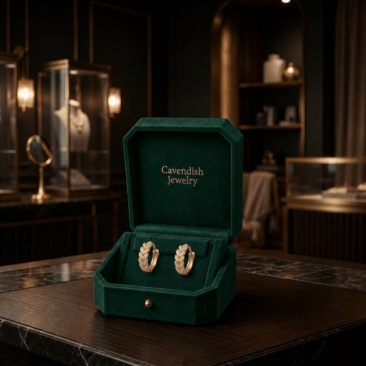 Emerald Leaf Earrings - Cavendish Jewelry
