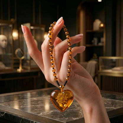 Amber Heart Necklace